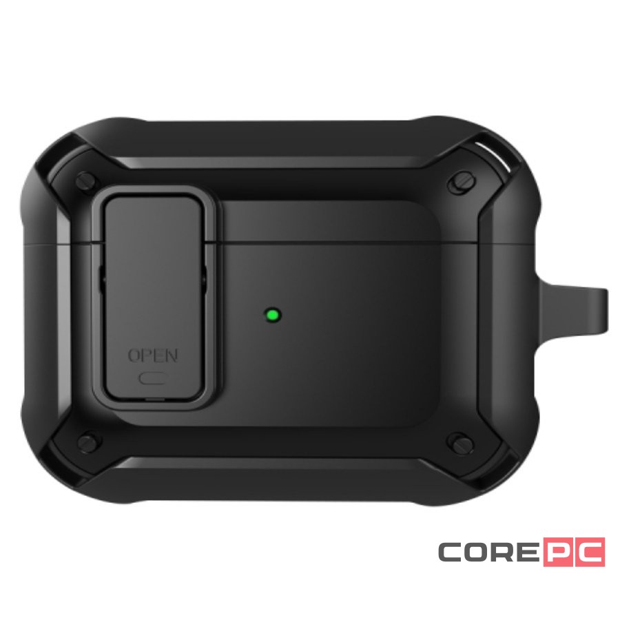 Чехол WiWU Mecha для AirPods Pro противоударный с карабином (черный)