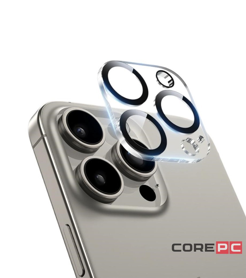 Защитное стекло i-Phone 15 Pro/15 Pro Max на камеру Keephone Optix Frame прозрачное