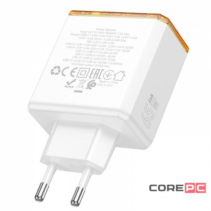 Сетевое зар. устр. Borofone BAS34A 2C/1USB 65W белое