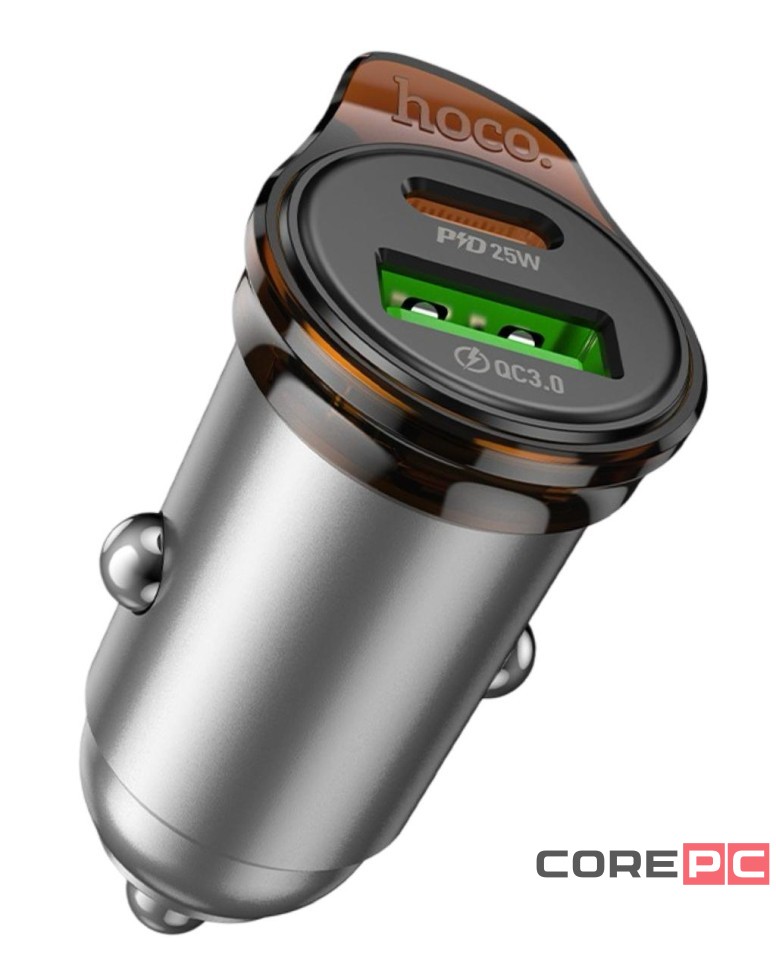 Автомобильное заряд. устр. Hoco NZ16A 1USB/1C 43W серый