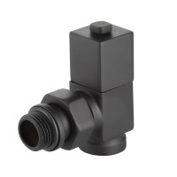 Набор дизайн-вентилей Royal Thermo CUBE, угловой (черный) 1/2quot;