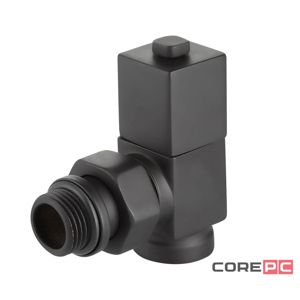 Набор дизайн-вентилей Royal Thermo CUBE, угловой (черный) 1/2quot;