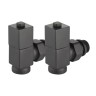 Набор дизайн-вентилей Royal Thermo CUBE, угловой (черный) 1/2quot;