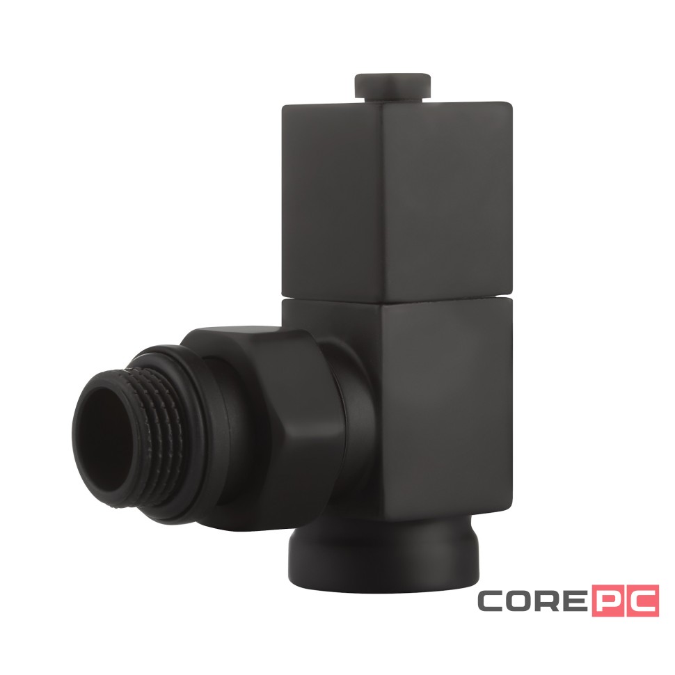 Набор дизайн-вентилей Royal Thermo CUBE, угловой (черный) 1/2quot;