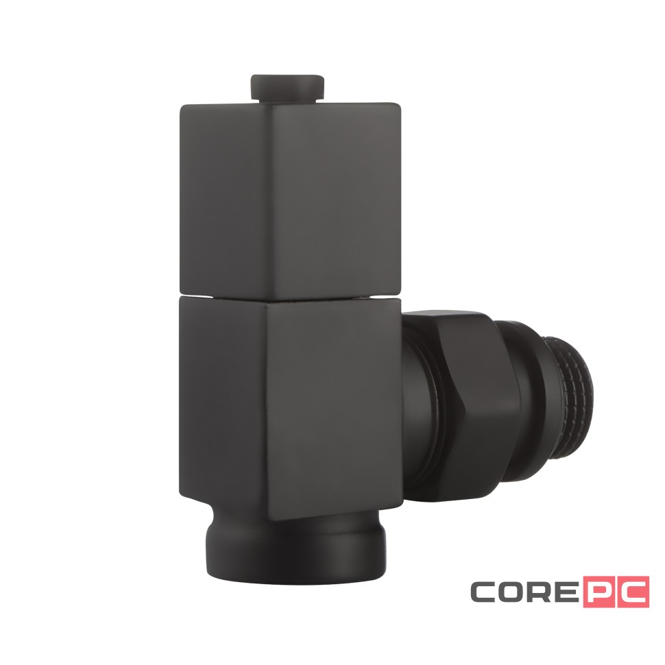 Набор дизайн-вентилей Royal Thermo CUBE, угловой (черный) 1/2quot;
