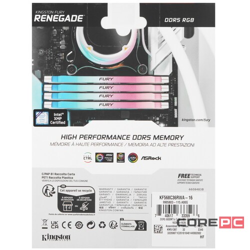 Оперативная память 16 Gb 6800 MHz Kingston FURY Renegade RGB White (KF568C36RWA-16)
