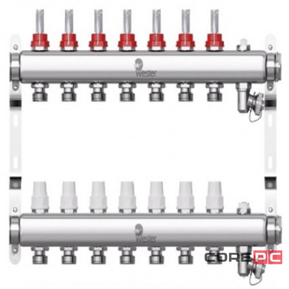 Коллектор Wester нерж. 1quot;-3/4 в сборе с расходомерами на 7 выходов, W902.7