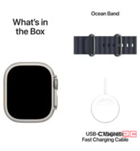 Apple Watch Ultra 2 (2024) 49mm Natural Titanium Case with Black Ocean Band (One Size)