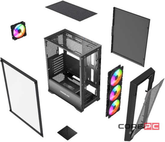 Компьютерный корпус Powercase Mistral X4B FRGB TG Black (CMXB-L4)
