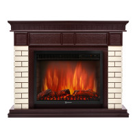 Портал Firelight Bricks 25 камень бежевый, шпон темный дуб