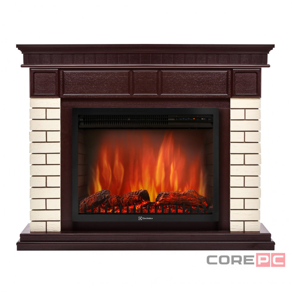 Портал Firelight Bricks 25 камень бежевый, шпон темный дуб