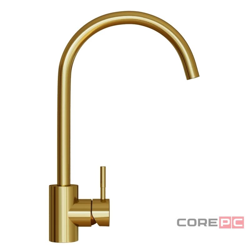 Смеситель для кухни MIXLINE МЛНС-0303З/MLSS-0303G, рычажное управление, цвет золото
