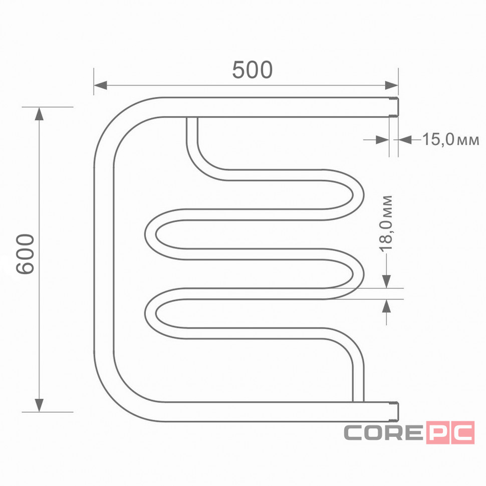 Водяной полотенцесушитель MIXLINE Серия СИМПЛ ПM2 ML-556329, нержавеющая сталь, пм-образная форма