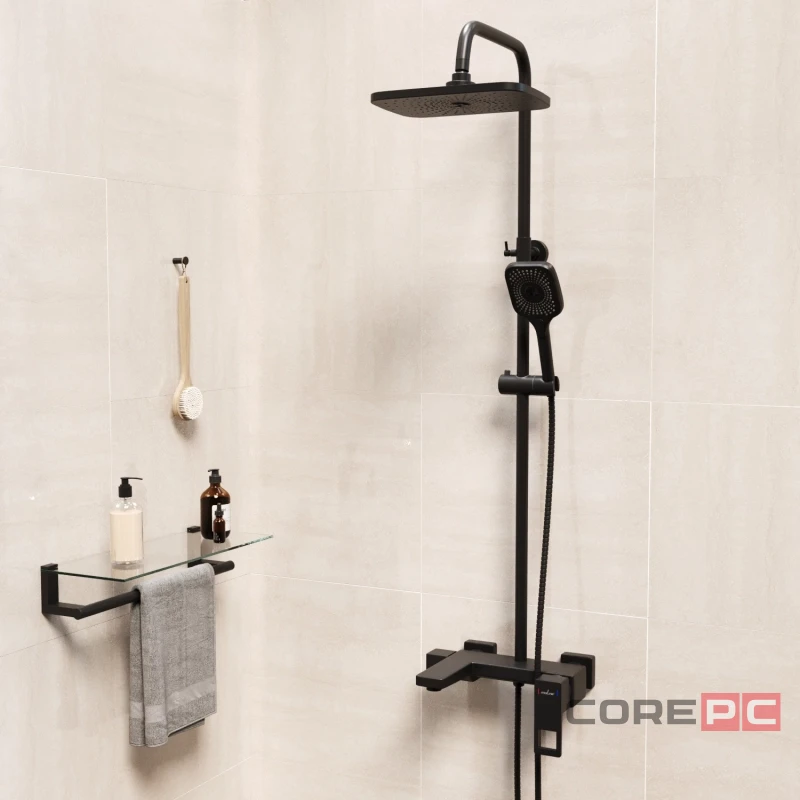 Душевая система MIXLINE 35к МЛ34-06(ML34-06) Соло излив лейка 3 поз.+лейкатропический душ черный