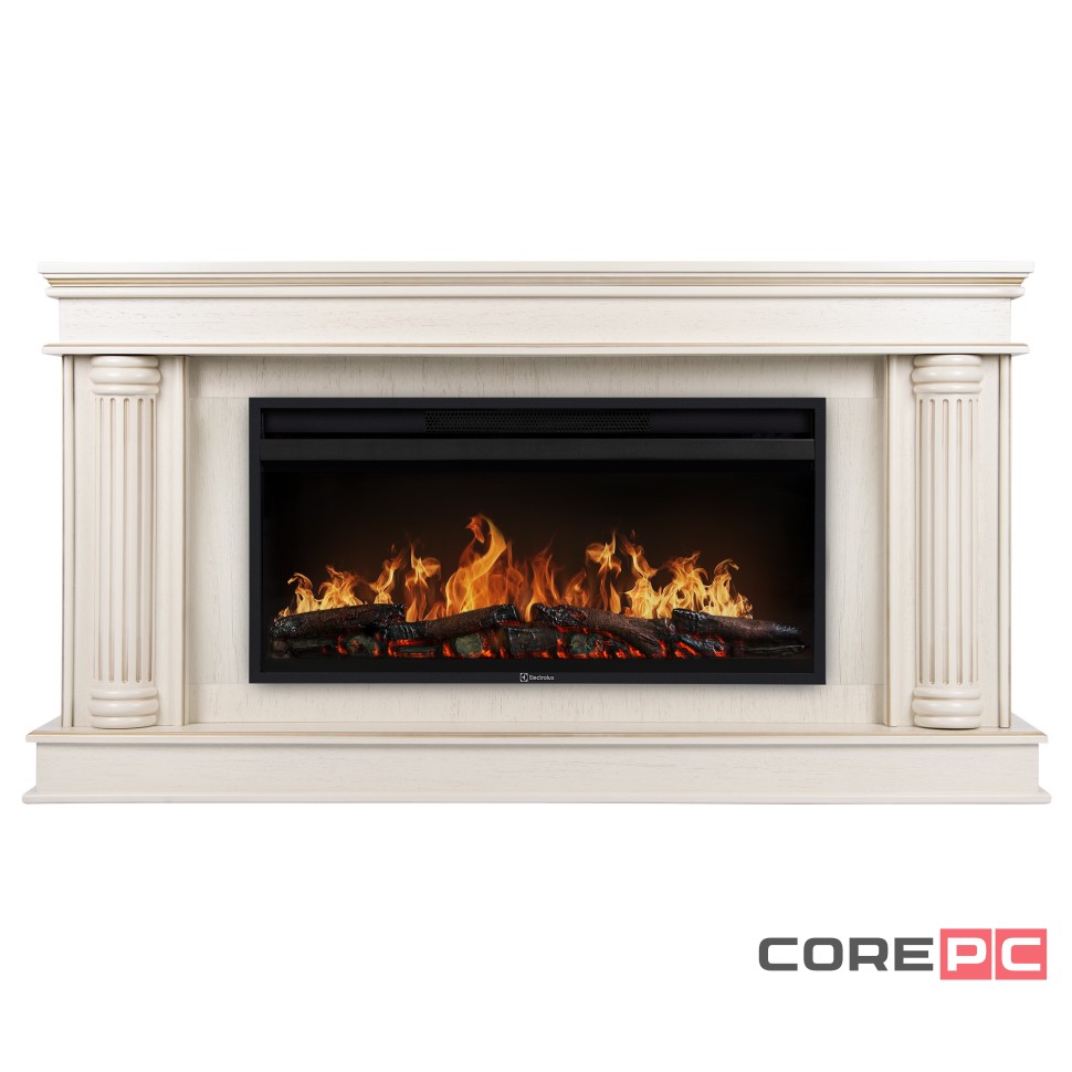 Каминокомплект: Очаг Electrolux EFP/P-4220LS, портал Olympia 42/40/36, сл. кость с зол. патиной