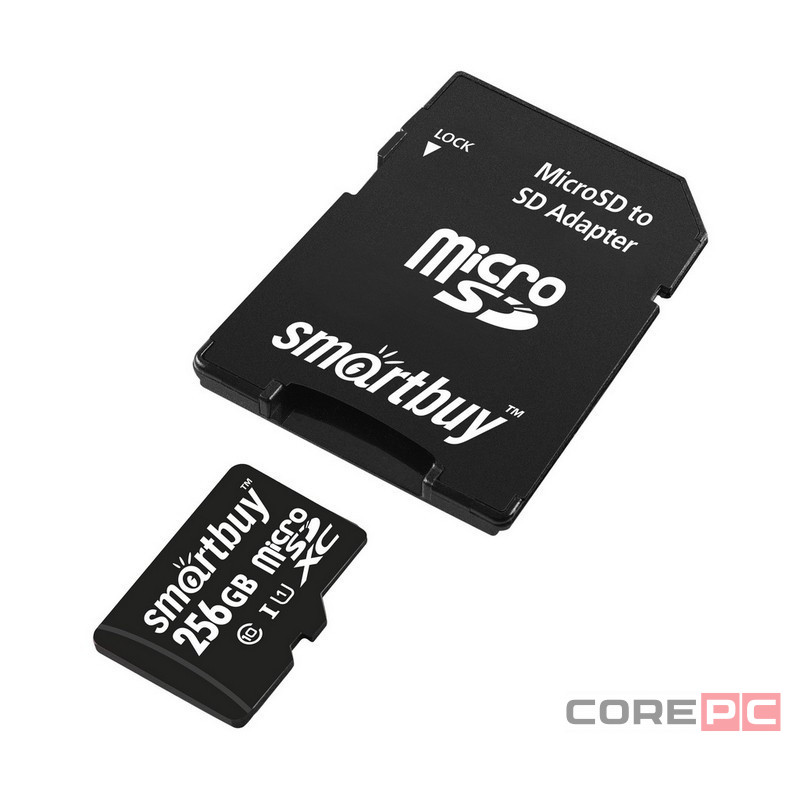 micro SDXC карта памяти Smartbuy 256GB Class 10 80 MB/s (с адаптером SD)