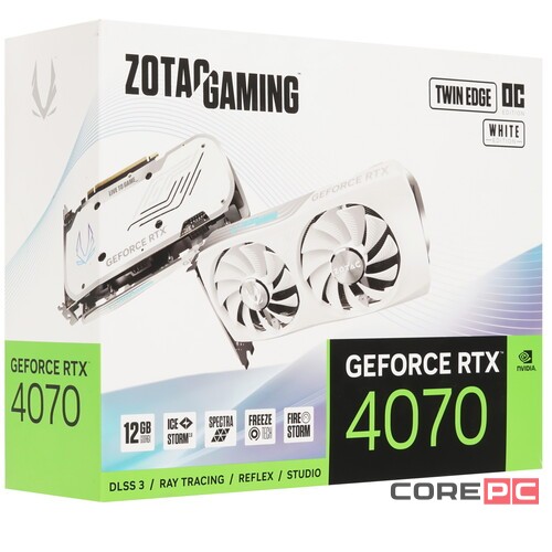 Видеокарта ZOTAC (ZT-D40700Q-10M) GeForce RTX 4070 12GB TWIN EDGE OC WHITE ED