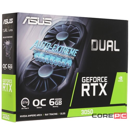 Видеокарта ASUS (DUAL-RTX3050-O6G) GeForce RTX 3050 6GB DUAL OC 90YV0K60-M0NA00