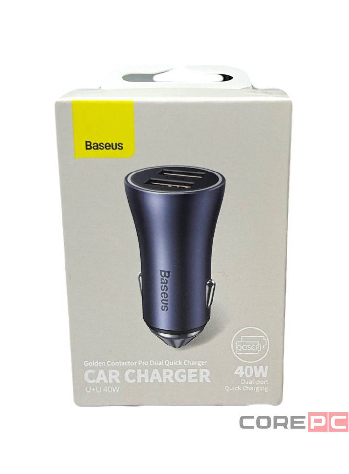 Автомобильное зар.устр. Baseus Golden Contactor Pro Dual Quick Charger 2USB 40W (CGJP020113) синее