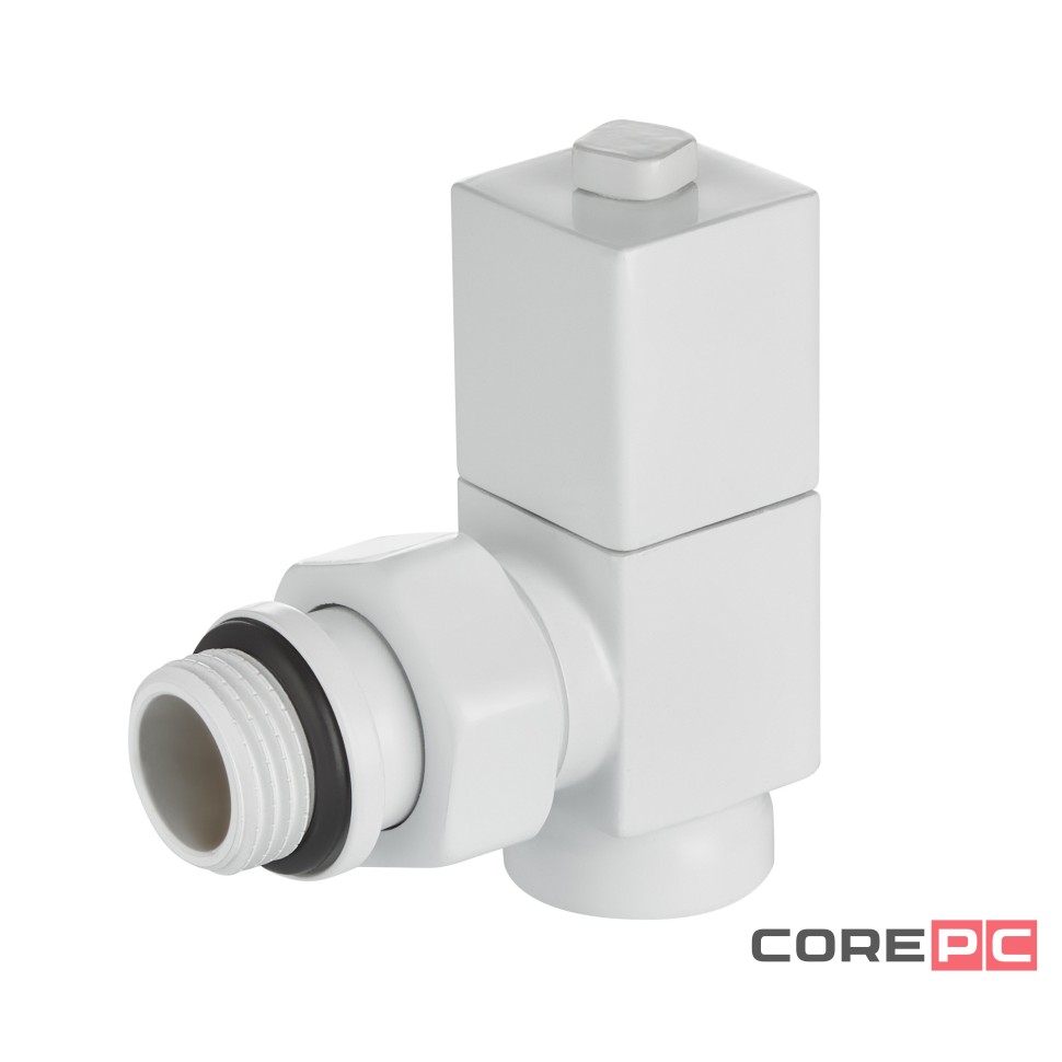 Набор дизайн-вентилей Royal Thermo CUBE, угловой (белый) 1/2quot;