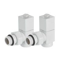 Набор дизайн-вентилей Royal Thermo CUBE, угловой (белый) 1/2quot;