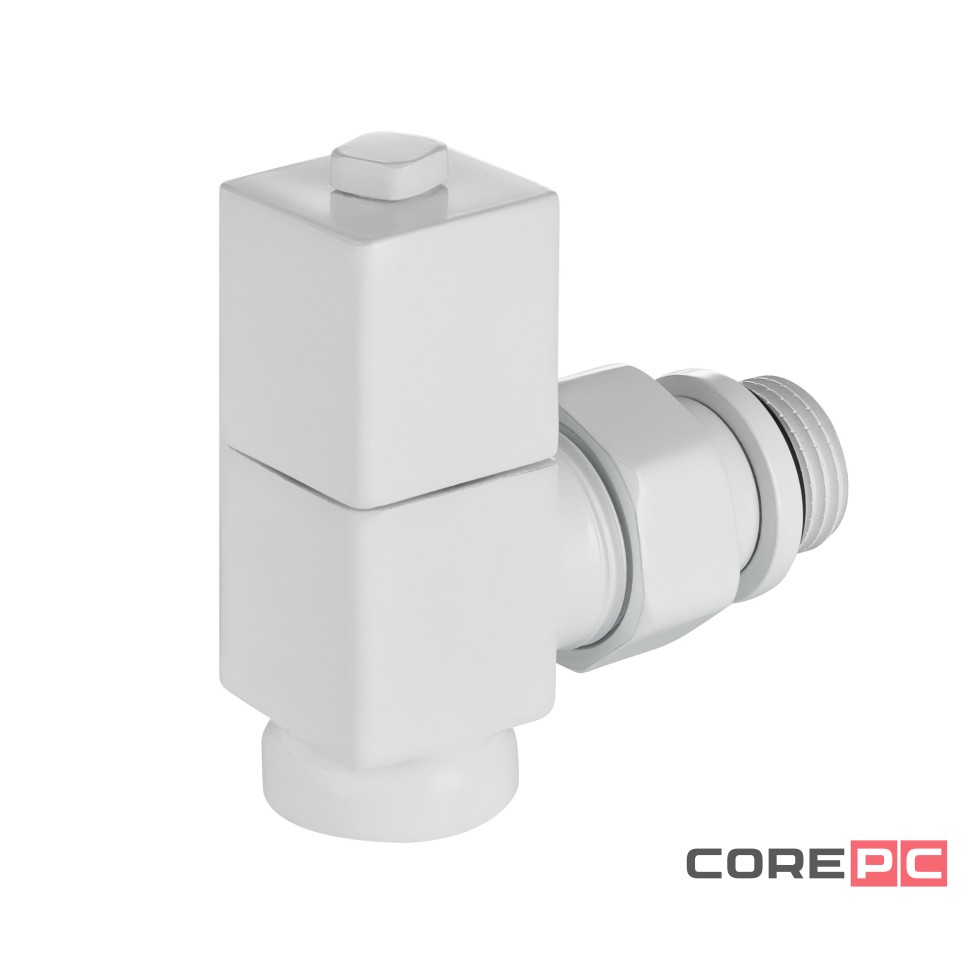 Набор дизайн-вентилей Royal Thermo CUBE, угловой (белый) 1/2quot;