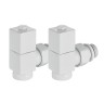 Набор дизайн-вентилей Royal Thermo CUBE, угловой (белый) 1/2quot;