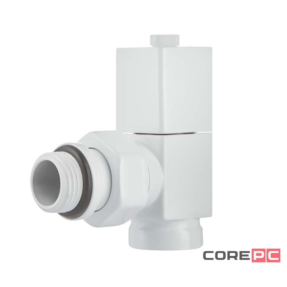 Набор дизайн-вентилей Royal Thermo CUBE, угловой (белый) 1/2quot;