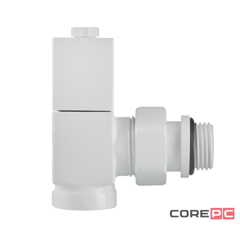 Набор дизайн-вентилей Royal Thermo CUBE, угловой (белый) 1/2quot;