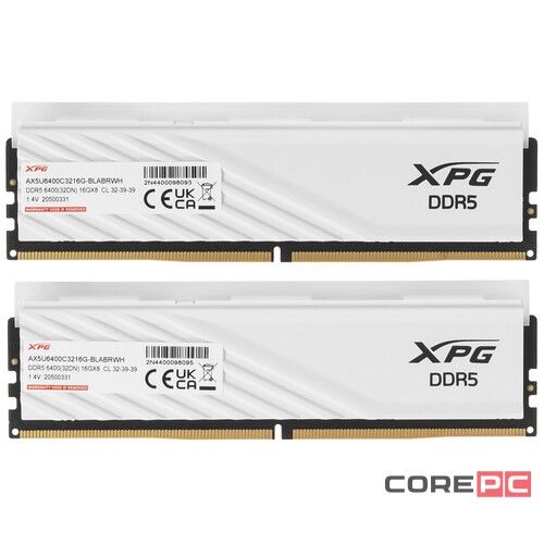 Оперативная память 32 Gb 6400 MHz ADATA XPG LANCER Blade RGB white (AX5U6400C3216G-DTLABRWH)