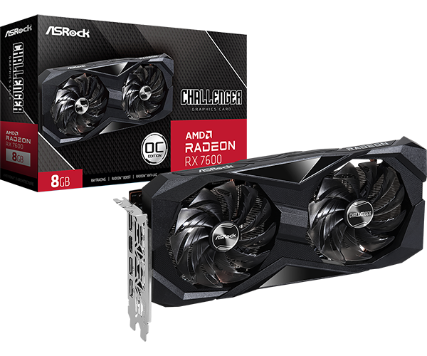 Видеокарта ASRock (RX7600 CL 8GO) Radeon RX 7600 Challenger 8G OC
