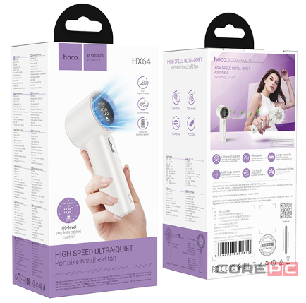 Портативный ручной мини-вентилятор Hoco HX64 белый