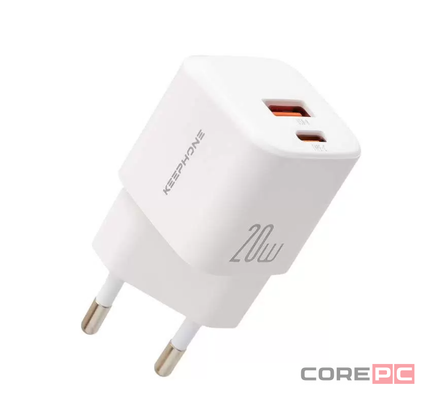 Сетевое зар. устр. Keephone CH-23061 1USB/1C 20W белое