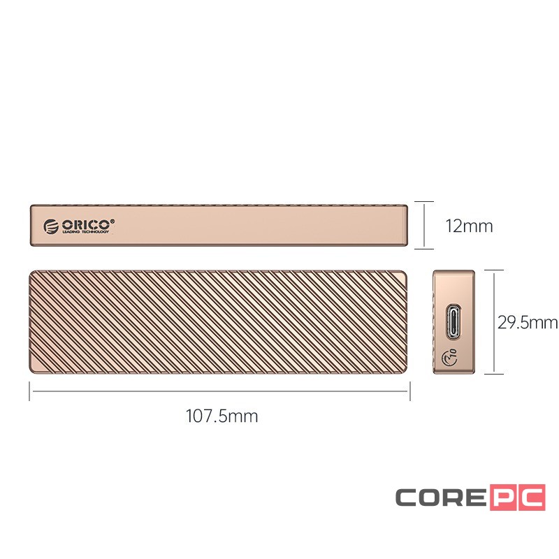 Внешний корпус для M2 NVMe/NGFF(SATA) Orico FV15C3-G2 USB-C3.2 розовое-золото