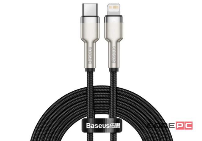 Кабель-зарядка Type-C на Lightning Baseus Cafule Metal 2м (CATLJK-B01) 20W черный