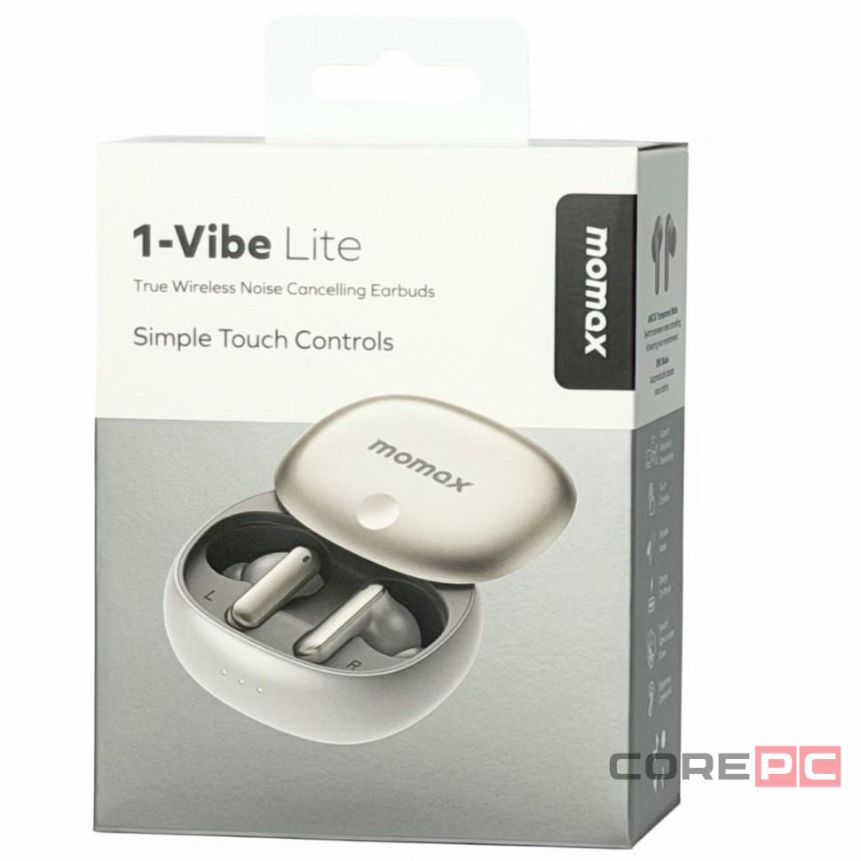 Наушники беспроводные Momax 1-Vibe Lite серебристые