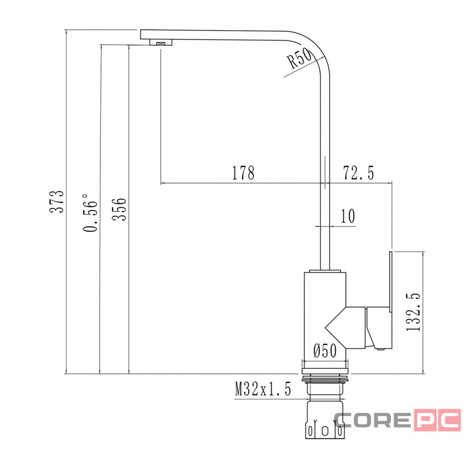 Смеситель для кухни MIXLINE МЛ-ГС14/ML-GS14 (328), рычажное управление, цвет бежевый