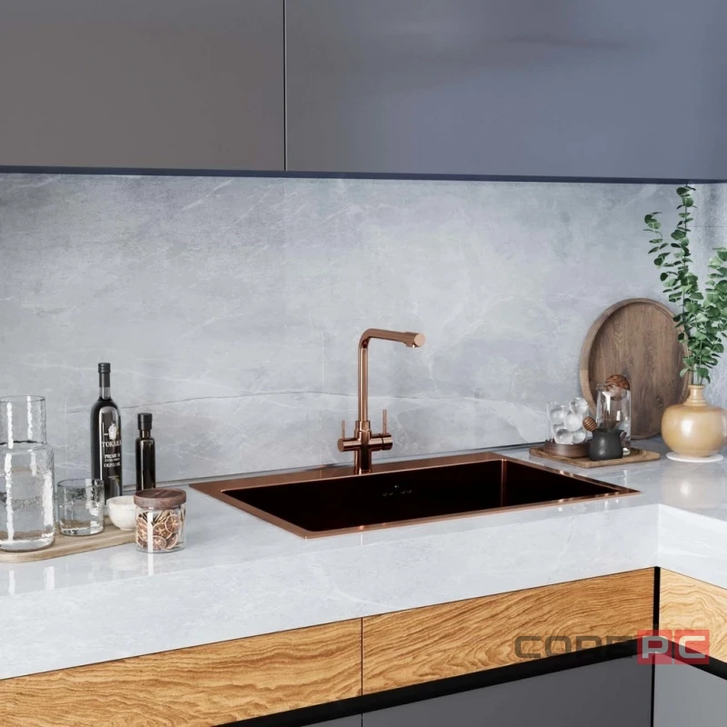 Смеситель для кухни MIXLINE МЛНС-0320Б/MLSS-0320BR, рычажное управление, цвет бронза
