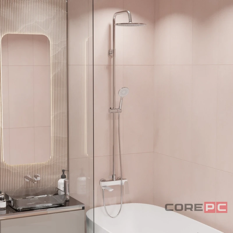 Душевая система MIXLINE 35к МЛ41-06(ML41-06)Кристаллизлив лейка 3 поз.+лейкаТроп. душбелый/ХРОМ