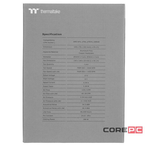 Кулер для процессора Thermaltake TOUGHAIR TRX40 Edition Black CL-P095-PL14BL-A PWM