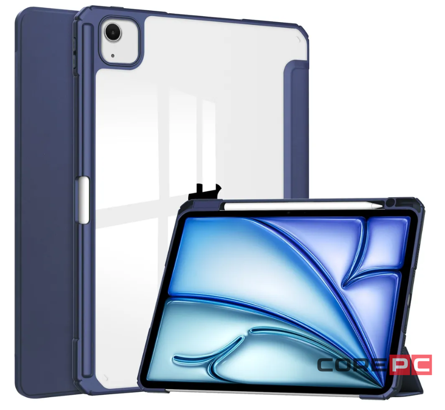 Чехол-книжка Mosbros для Apple iPad Air 13 (2024) (полиуретан с подставкой/отсек для стилуса) (синий)