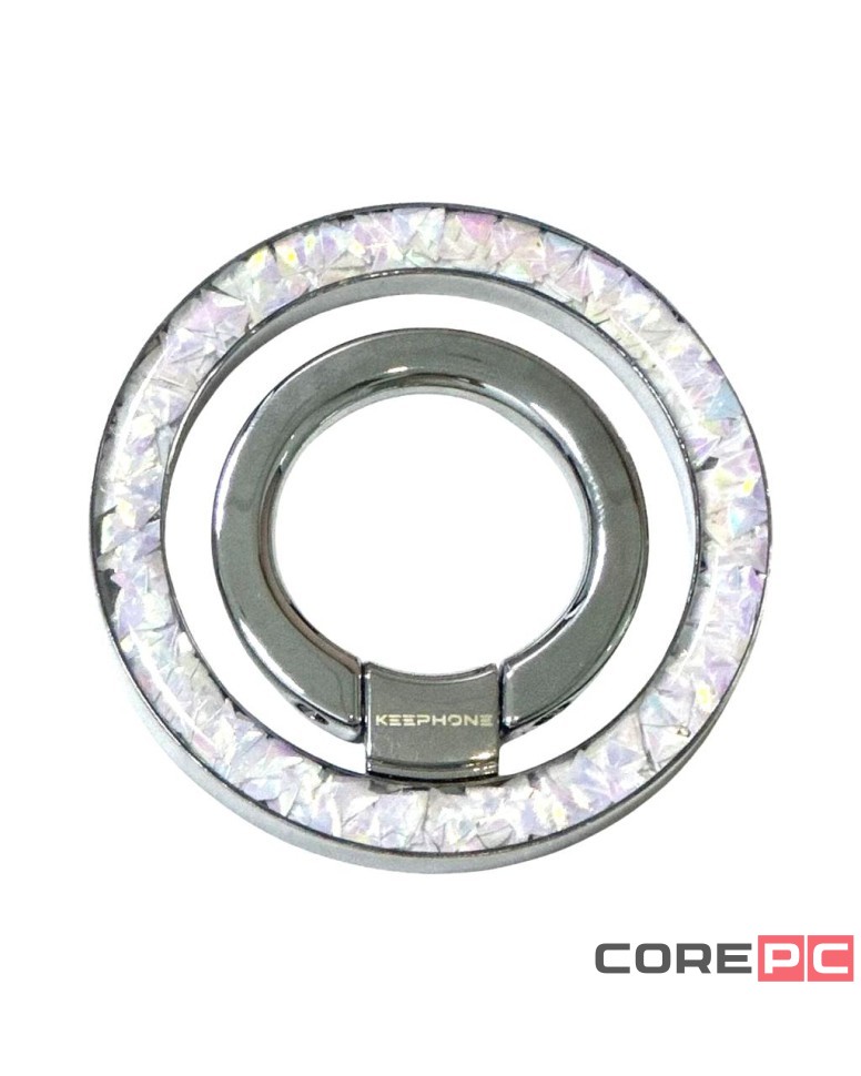Магнитный держатель-кольцо для i-Phone Keephone Magglitter Dazzling серебристый