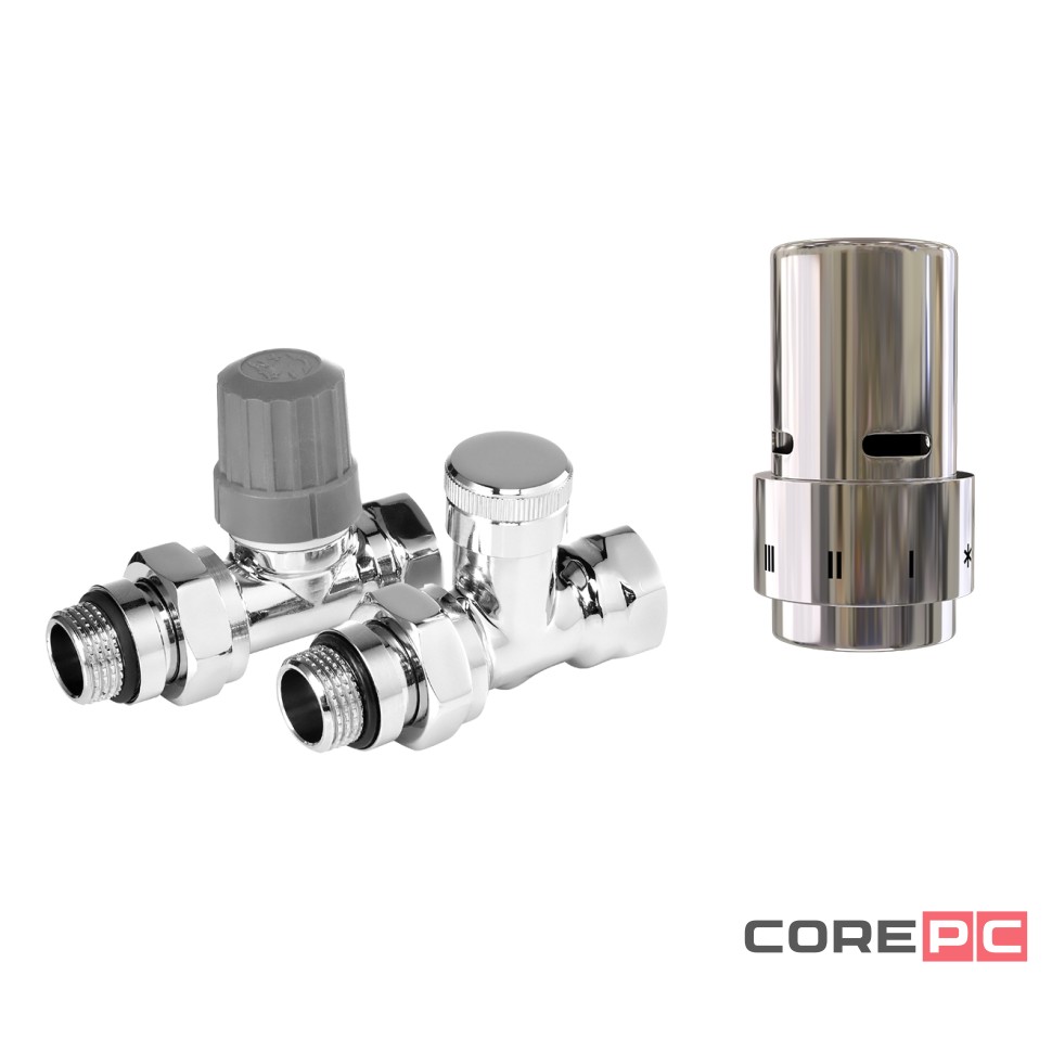 Набор термостатический прямой Royal Thermo Design 1/2quot; Click (Хром) с термоголовкой Design (Хром)