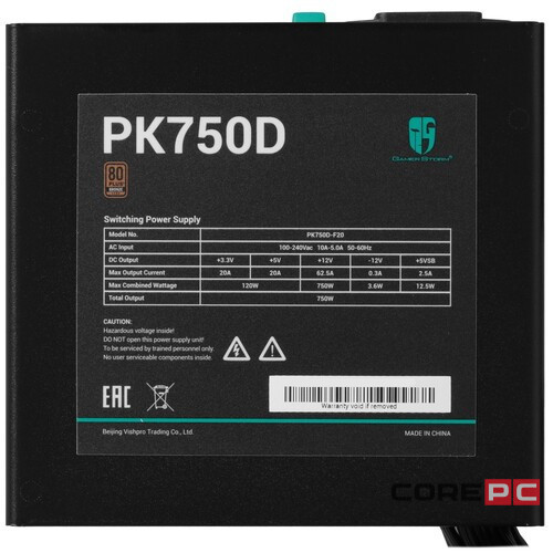 Блок питания Deepcool 750W PK750D (R-PK750D-FA0B-EU)