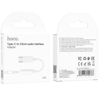 Кабель-переходник Hoco LS35 Type-C (папа) на AUX 3.5мм (мама) белый