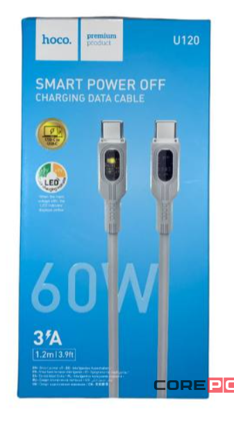 Usb Кабель-зарядка Type-C на Type-C Hoco U120 60W 1.2M белый