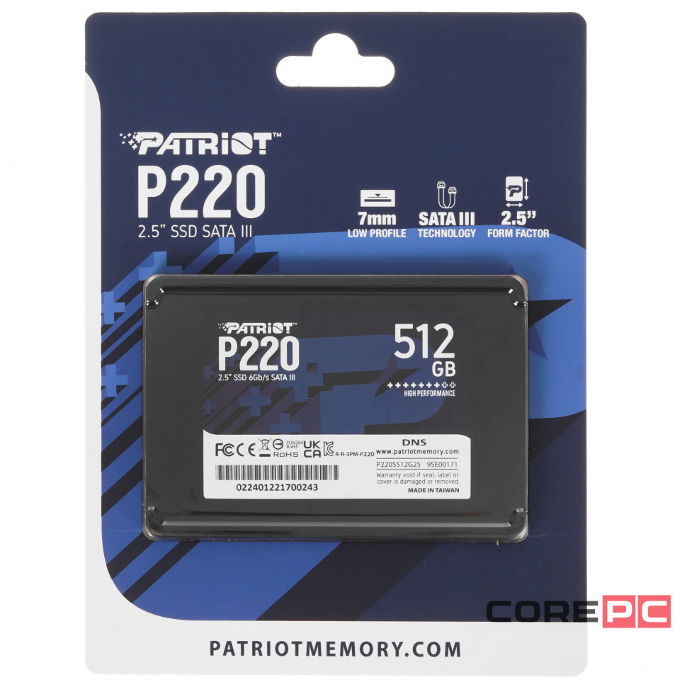 Твердотельный накопитель Patriot 512 Gb P220 (P220S512G25)