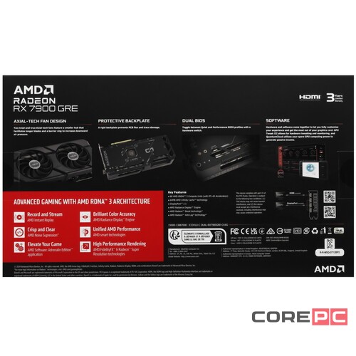 Видеокарта ASUS (DUAL-RX7900GRE-O16G) Radeon RX 7900 GRE 16GB OC 90YV0J90-M0NA00