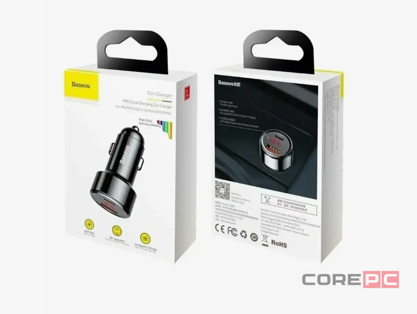 Автомобильное заряд. устр.Baseus PPS Quick Charging 1USB/1C 45W CCMLC20C-A01 черное