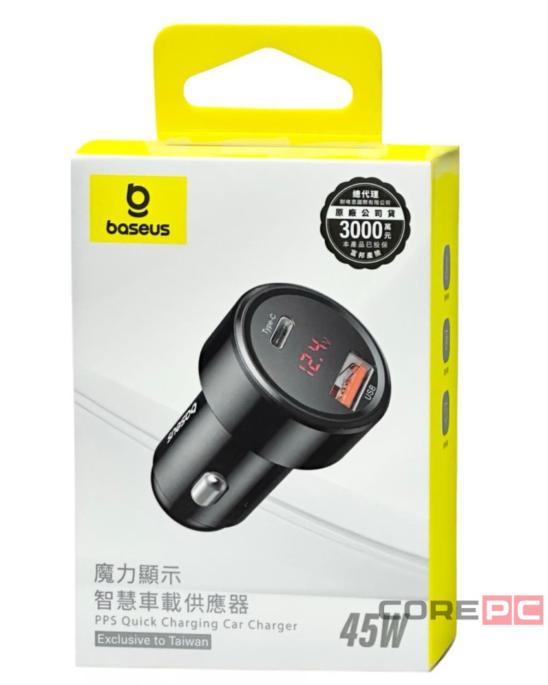 Автомобильное заряд. устр.Baseus PPS Quick Charging 1USB/1C 45W CCMLC20C-A01 черное